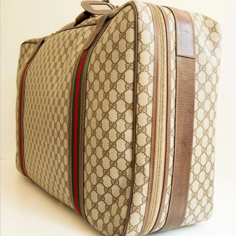 Must go!!XXL AUTHENTIC RARE 1970s Gucci Beige and Brown Travel Bag